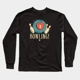 I love Bowling - retro cartoon Long Sleeve T-Shirt